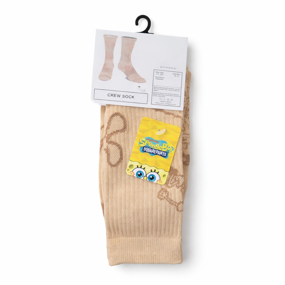 Men’s SpongeBob SquarePants Crew Socks – Beige – 1 Pair – NWT